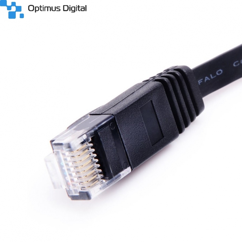 RJ45 CAT6 1 m Black Flat Network Cable