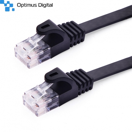 Cablu de Retea, Plat, RJ45, CAT5e, Negru, 0.5 m