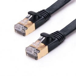 Ultra Performant Flat CAT7 Black 0.3 m Network Cable