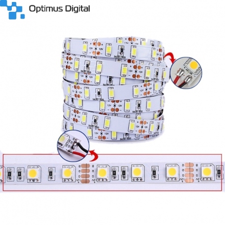 Bara de LED-uri 5630 12 V (Nuanta Alba Rece, Rola 5 m)