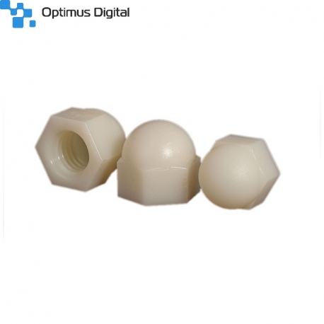Plastic Nuts With Cover, White, M3