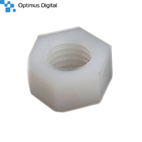 Piuliță din Plastic Hexagonală, Albă, M3