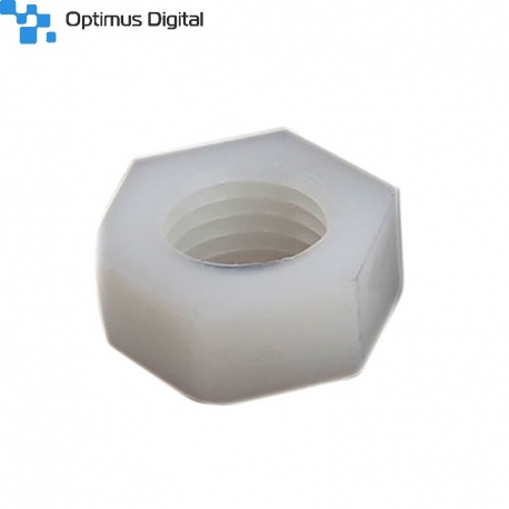 Plastic Hexagonal Nuts, White, M2