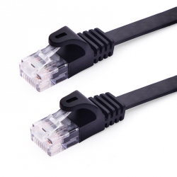 Network Cable, Flat, RJ45,CAT5E, Black, 0.3m