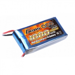 Lipo Gens ace 1000mAh 7.4V 25C 2S1P Battery