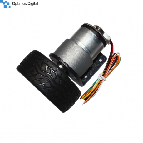 JGB37-520 Gearmotor with Encoder and Wheel (12 V, 320 RPM)