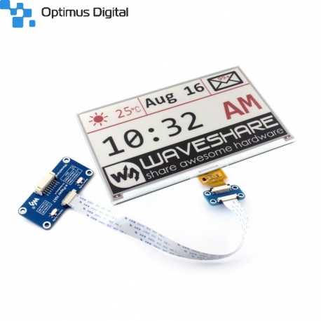 Display Hat E-Ink 640 x 384, 7.5'' cu 3 Culori pentru Raspberry Pi