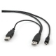 Dual USB A to Mini-USB Cable, 3 ft