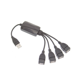 HUB USB 2.0 cu 4 porturi - Negru - Tip Caracatita