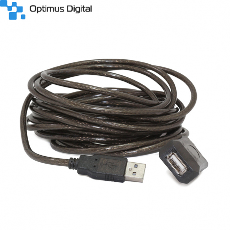 Active USB 2.0 Extension Cable, 10 m, Black