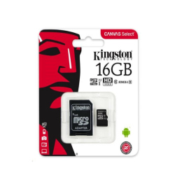 Card microSDHC 16GB Kingston Canvas Select + Adaptor