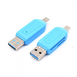 Cititor de Carduri cu USB 2.0 și Micro USB Albastru