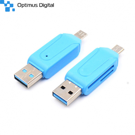 Blue Card Reader with USB 2.0 and Micro USB