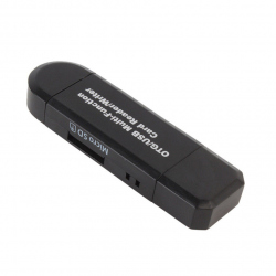 Black Card Reader with USB 2.0 and Micro USB