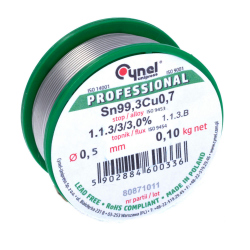 Lead Free Soldering Wire Sn 99.3 Cu 0.7, with a 0.5 mm Diameter