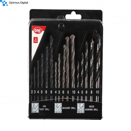 Set burghie HSS pentru metal, mobilă și lemn - 16 buc