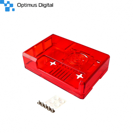 Carcasa pentru RPi 3 Model B+ Transparenta - Rosie