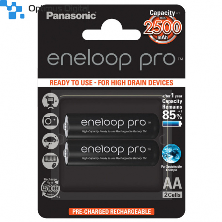 Pack of 2 R6 Panasonic Eneloop Pro BK-3HCDE/2BE Battery