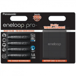 4 x Acumulator R6 Panasonic Eneloop Pro BK-3HCDEC4BE + cutie pentru depozitare