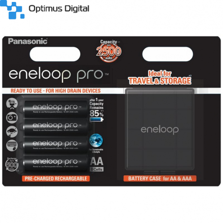4 x Acumulator R6 Panasonic Eneloop Pro BK-3HCDEC4BE + cutie pentru depozitare