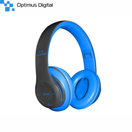 Blue Headphones Radio/MP3/TF/mic compatibile cu Bluetooth P15