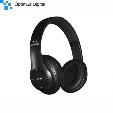Casti Radio/MP3/TF/mic compatibile cu Bluetooth P15 Negre