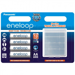 Pack of 4 R6 Panasonic Eneloop BK-3MCCEC4BE + storage box