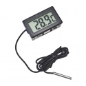 Black Digital Thermometer with External Probe (1 m, 2s refresh)