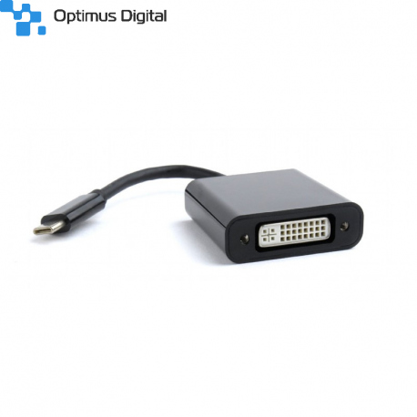 Adaptor USB-C la DVI, Mamă, Negru