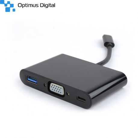 USB-C to 3-in-1 charging + VGA + USB3 adapter, black