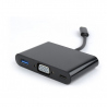 Adaptor USB-C la Încărcare 3 in 1 + VGA + USB3, Negru