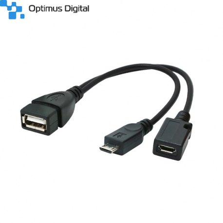 USB OTG AF + Micro BF to Micro BM Cable, 0.15 m
