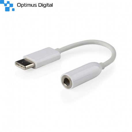 Cablu Audio Adaptor Alb USB Tip-C la Stereo 3.5 mm