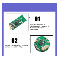 Placă de Dezvoltare cu Microcontroller STC89C52 și Transceiver Wireless NRF24L01+