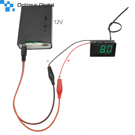 Green Thermometer with White Case (-55 ~ 110 °C, 4.5 - 15 V)