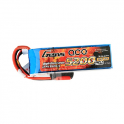 Gens ace 5200mAh 11.1V 10/20C 3S2P Lipo Battery Pack with 3.5mm Banana Connector