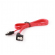 Serial ATA III 10cm data cable with 90 degree bent connector, bulk packing, metal clip