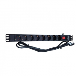 Power Distribution Unit (PDU), 8 Schuko Sockets, 1U, 16A, C14 Plug 3 m Cable