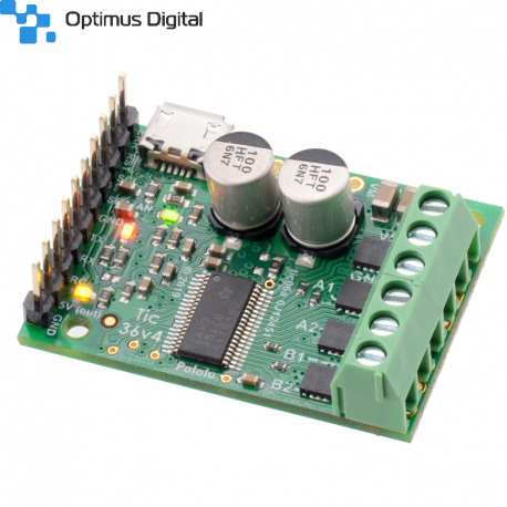 Controler pentru motoare pas cu pas Tic 36v4 USB cu interfete multiple (pini lipiti)
