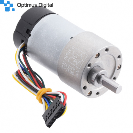 19:1 Metal Gearmotor 37Dx68L mm with 64 CPR Encoder (Helical Pinion)