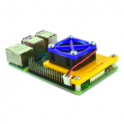 Suport Pentru Montare Ventilator Pe Raspberry Pi 4 (Galben cu Albastru)