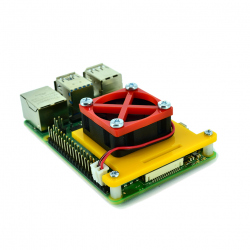 Suport Pentru Montare Ventilator Pe Raspberry Pi 4 (Galben cu Roșu)