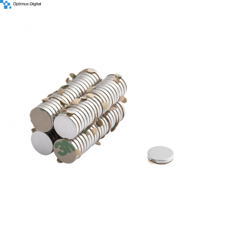 Magnet Disc din Neodim 12x2 mm N38 cu Banda Dublu Adeziva