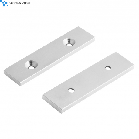 Magnet Paralelipipedic din Neodim 80x20x4 cu Gaura pentru Surub cu Cap Ingropat