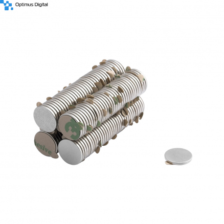 Magnet Disc din Neodim 10x1 mm N38 cu Banda Dublu Adeziva