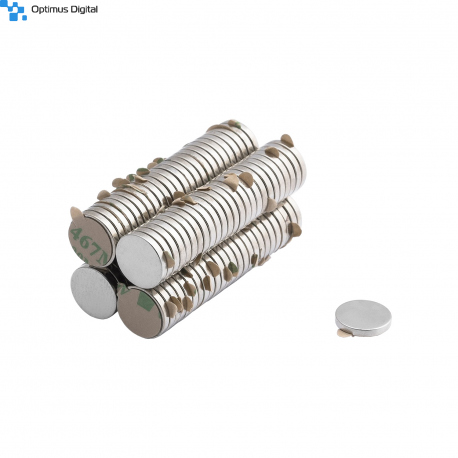 Magnet Disc din Neodim 10x1,5 mm N38 cu Banda Dublu Adeziva