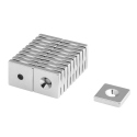 Block Magnet 20x20x4 with Countersunk Borehole