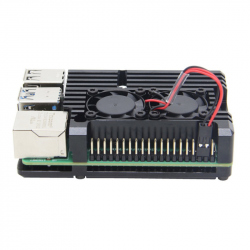Carcasă Radiator pentru Raspberry Pi 4 (Neagră, cu Ventilator Dual)