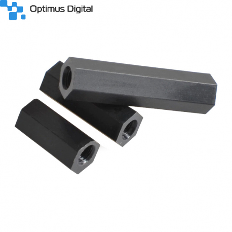 Pilon Hexagonal din Plastic M2 Negru de 5 mm