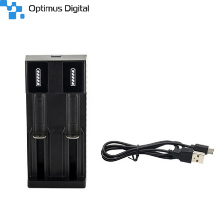 18650/26650 Lithium-Ion Battery Charger Double Slot with USB Cable